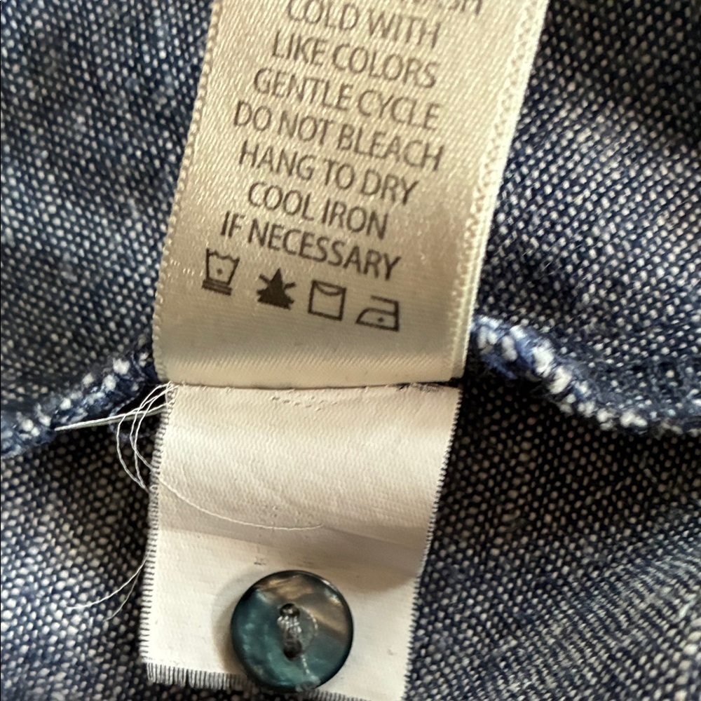 Max Studio Dress Women's XS, Button-down, flare skirt, linen-look chambray. EUC - Picture 11 of 16